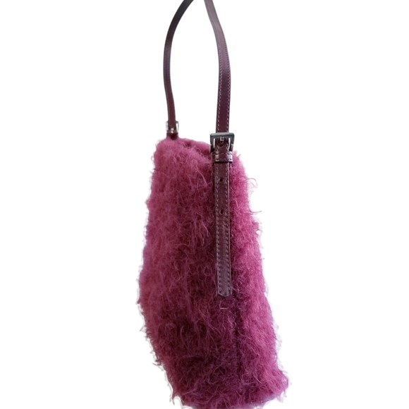 MAXX NY Curly Maroon Angora Fur Handbag NWOT - Picture 2 of 9